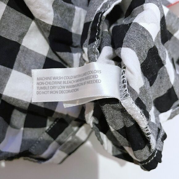 Disney Baby Mickey Mouse Black & White Plaid Button Up SS Shirt Sz 9M Cotton - Picture 4 of 4